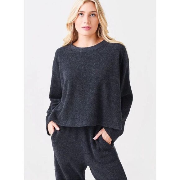 Velvet By Graham & Spencer Arissa Pullover Sz XS Charcoal Gray minimalist tradit - Picture 1 of 11
